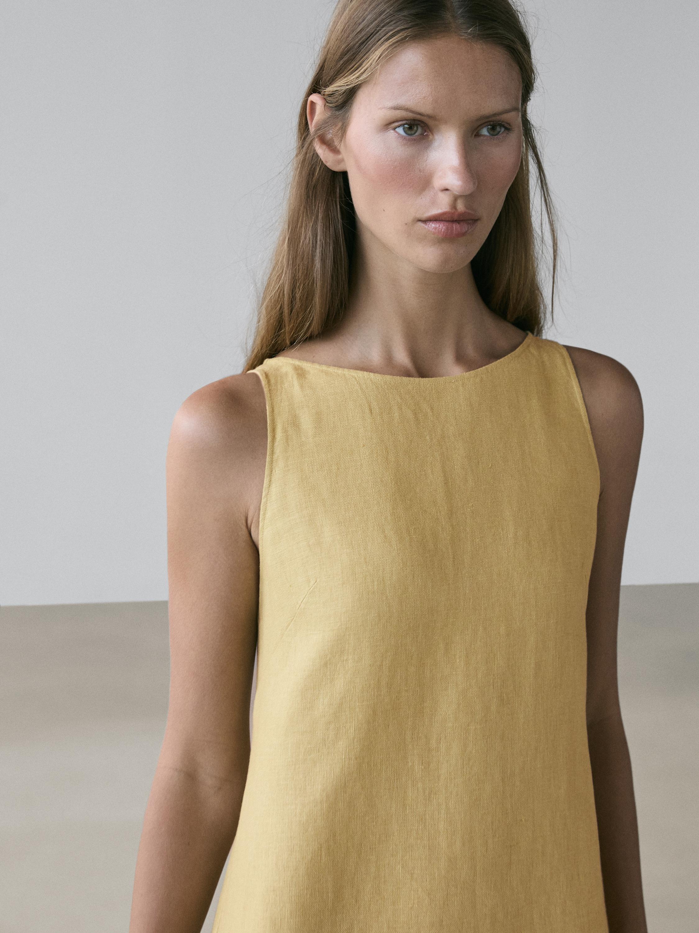 Linen halter midi dress